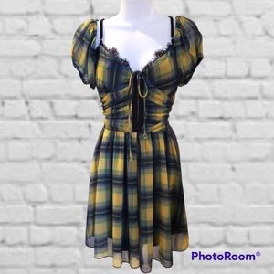 Urban Outfitters Tula Layered Mesh Cold-Shoulder Romper Playsuit-…